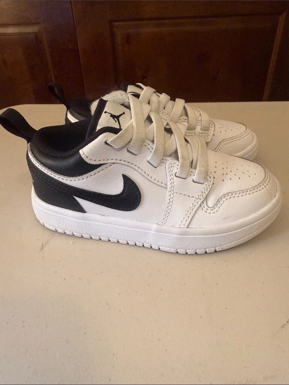 Jordan Kids White and Black Low-Top Sneakers